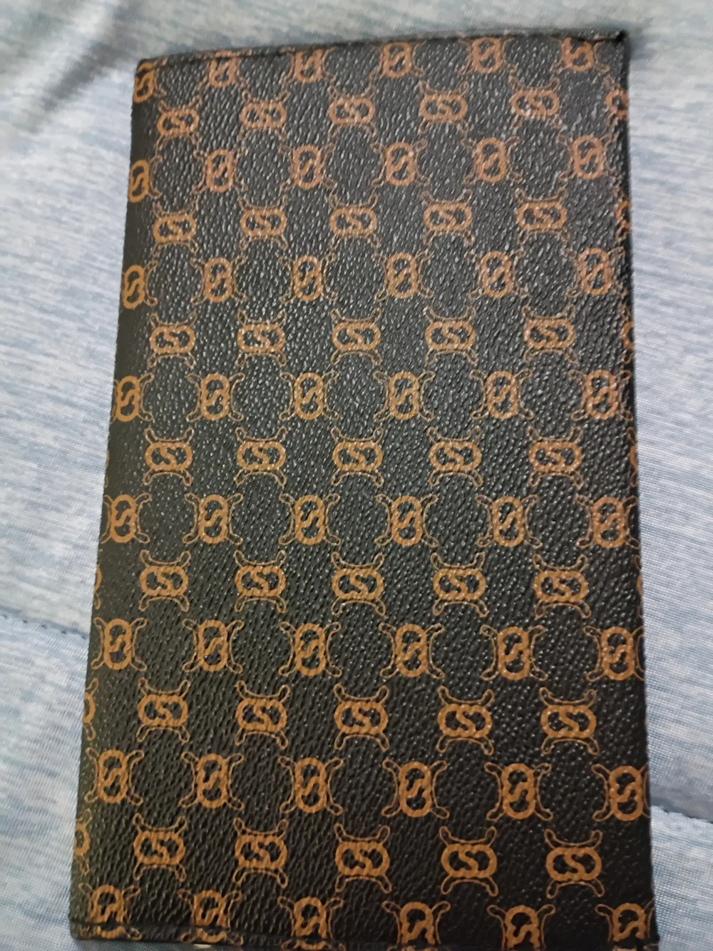 Black/Brown Unisex Zip Wallet with Card Slots